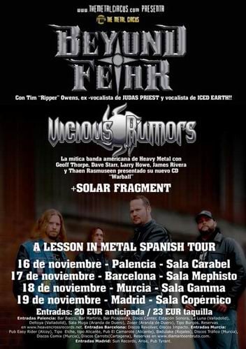 ENTRADAS A LA VENTA Y OTRAS NOVEDADES PARA LA GIRA DE BEYOND FEAR Y VICIOUS RUMORS