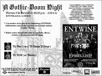 VIERNES: FIESTA GOTHIC/DOOM EN MADRID. ENTWINE 'WARM UP' PARTY