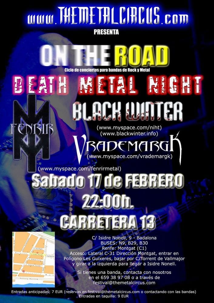 THE METAL CIRCUS ON THE ROAD - NOCHE DEATHMETALERA CON BLACK WINTER, FENRIR Y VRADEMARGK!