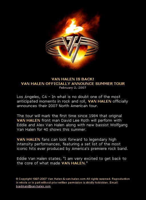 ES OFICIAL: DAVID LEE ROTH VUELVE A VAN HALEN