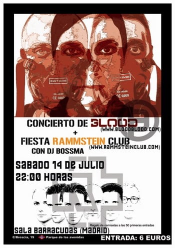 BLOOD EN DIRECTO EL SABADO EN MADRID