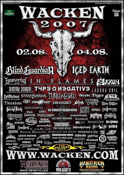 SABBAT CONFIRMADOS PARA WACKEN. HORARIOS DE ACTUACIONES