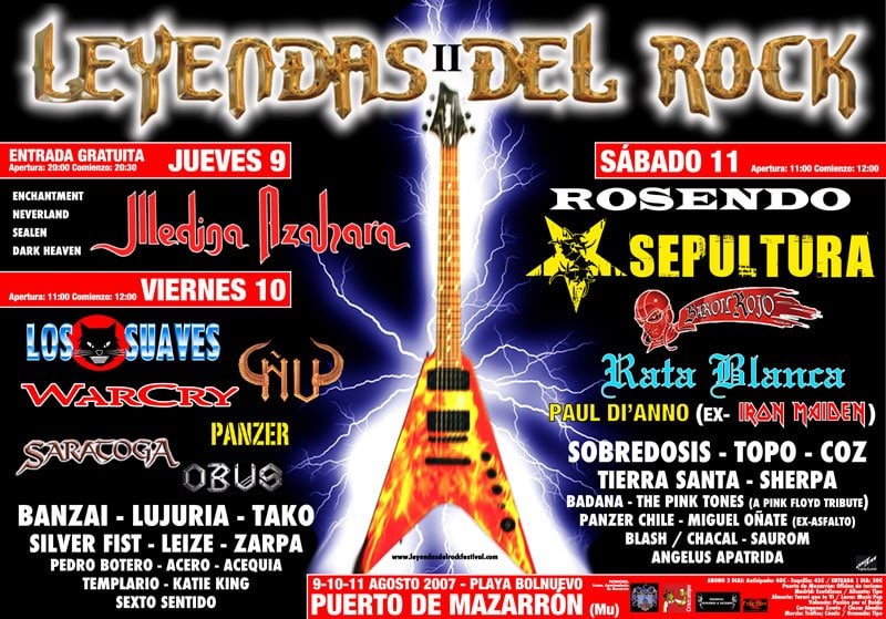 HORARIOS DEL LEYENDAS DEL ROCK