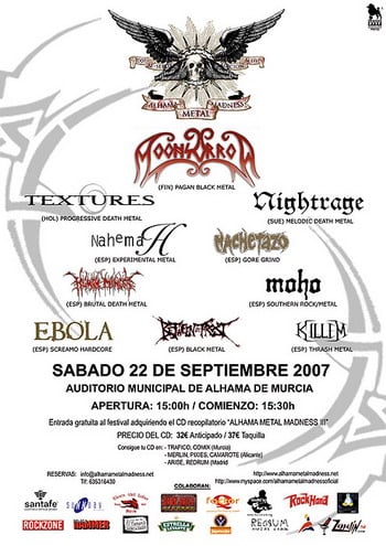 HORARIOS DEL III ALHAMA METAL MADNESS