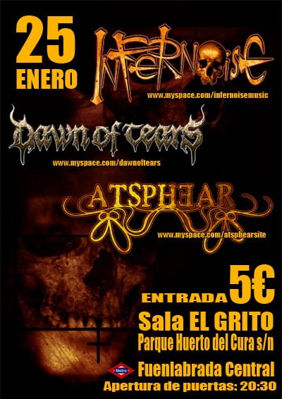 ATSPHEAR, DAWN OF TEARS E INFERNOISE JUNTOS SOBRE EL ESCENARIO