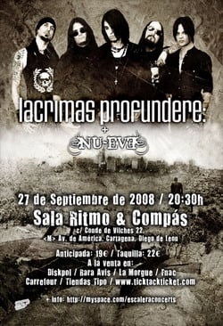 LACRIMAS PROFUNDERE ESTE SABADO EN EXCLUSIVA EN MADRID