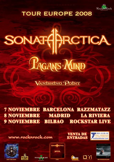 SONATA ARCTICA DE GIRA POR ESPAÑA