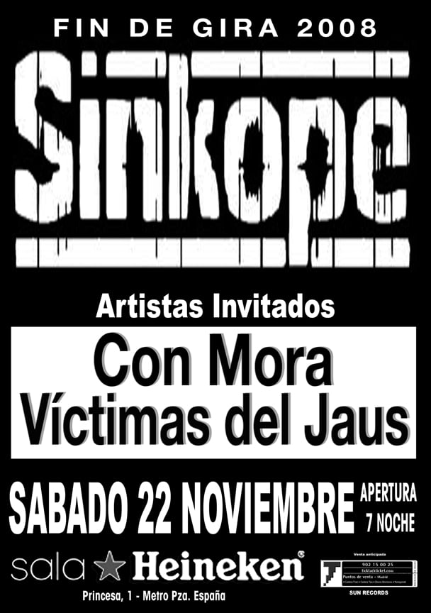 SINKOPE EN MADRID EL SABADO JUNTO A CON MORA