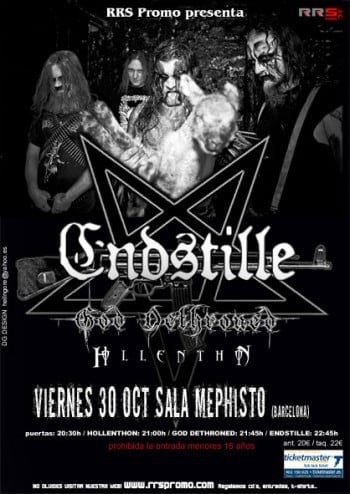 INVITAMOS A DOS PERSONAS AL CONCIERTO DE ENDSTILLE, GOD DETHRONED Y HOLLENTHON EN BARCELONA