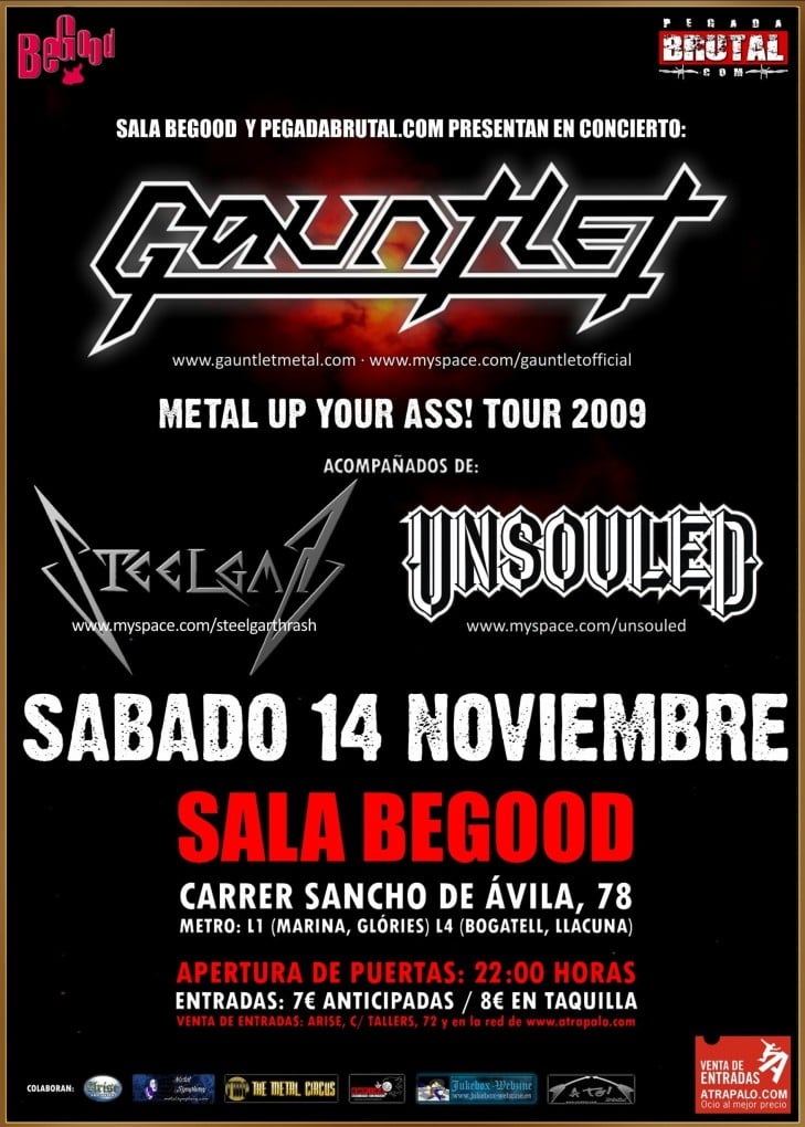 CONCURSO GAUNTLET: CENA Y ENTRADAS PARA SU CONCIERTO DE BARCELONA