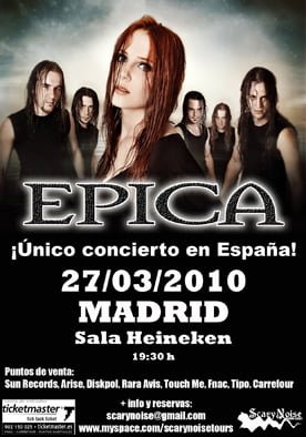 ULTIMAS ENTRADAS A LA VENTA DEL CONCIERTO DE EPICA EN MADRID