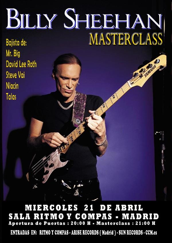 APLAZAMIENTO DE LA MASTERCLASS EN MADRID DE BILLY SHEEHAN