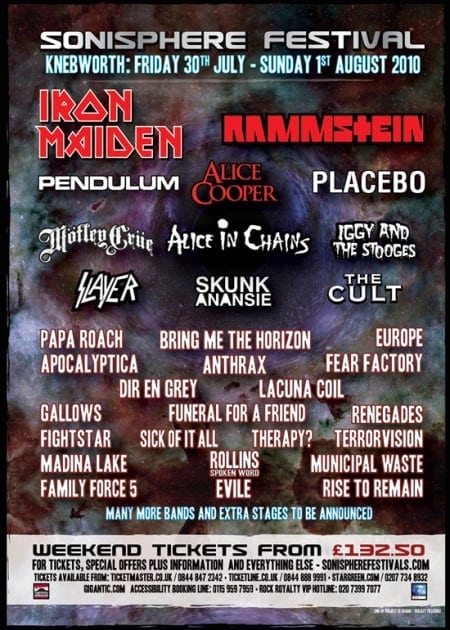 MÁS BANDAS AL CARTEL DEL SONISPHERE EN EL REINO UNIDO