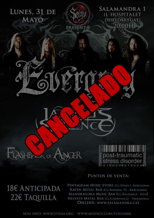 EVERGREY CANCELAN SU CONCIERTO DE BARCELONA