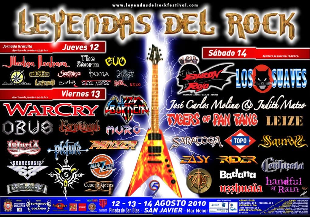 CAMBIOS Y AJUSTES EN EL LEYENDAS DEL ROCK 2010