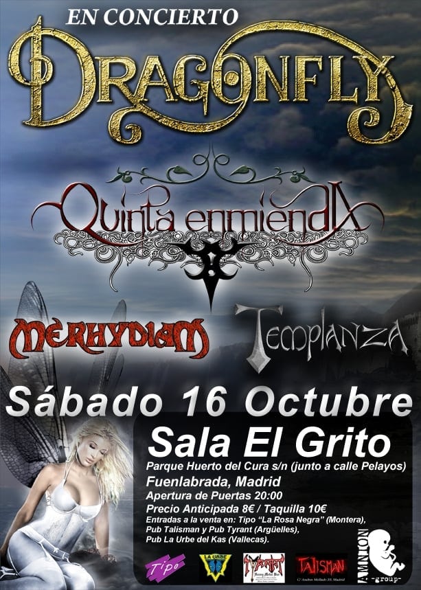 DRAGONFLY Y QUINTA ENMIENDA ESTE SÁBADO EN MADRID