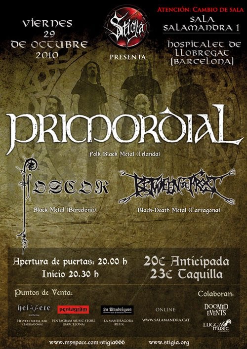 THE METAL CIRCUS SORTEA 2 ENTRADAS PARA EL CONCIERTO DE PRIMORDIAL EN BARCELONA