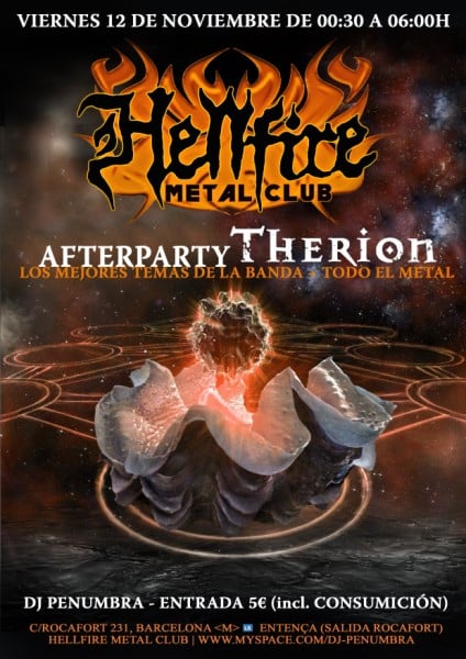 AFTERPARTY THERION ESTE VIERNES EN HELLFIRE METAL CLUB