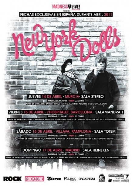 NEW YORK DOLLS DE GIRA EN ESPAÑA EL PRÓXIMO MES DE ABRIL