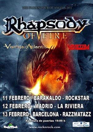 A PUNTO LA GIRA DE RHAPSODY OF FIRE - CAMBIO DE SALA EN BARCELONA - HORARIOS