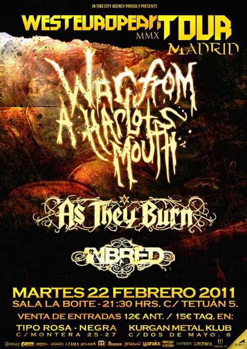 VISITA DE WAR FROM A HARLOTS MOUTH A MADRID A FINALES DE ESTE MES