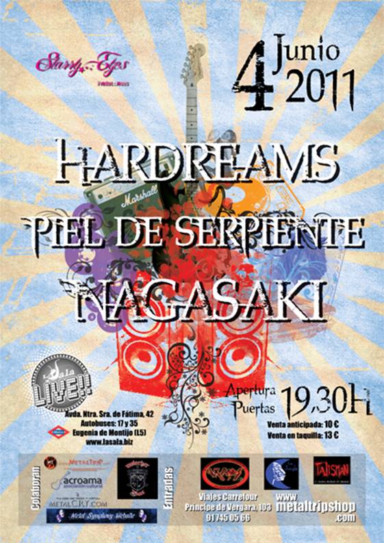 GRAN NOCHE DE HARD ROCK: HARDREAMS + PIEL DE SERPIENTE + NAGASAKI