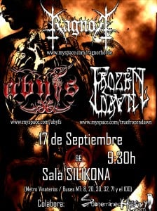  RAGNOR + ABYFS + FROZEN DAWN ESTE SÁBADO EN MADRID