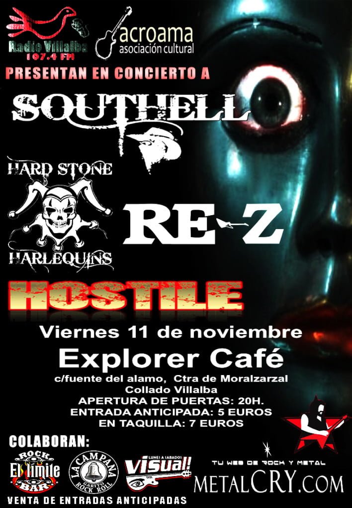 ASOCIACIÓN CULTURAL ACROAMA PRESENTA: SOUTHELL + HOSTILE + HARD STONE ARLEQUINS + REZ