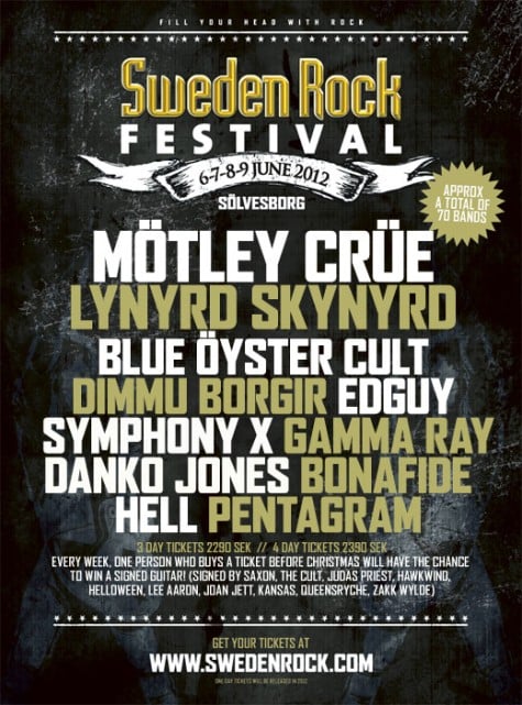 MÁS BANDAS AL CARTEL DEL SWEDEN ROCK FESTIVAL 2012