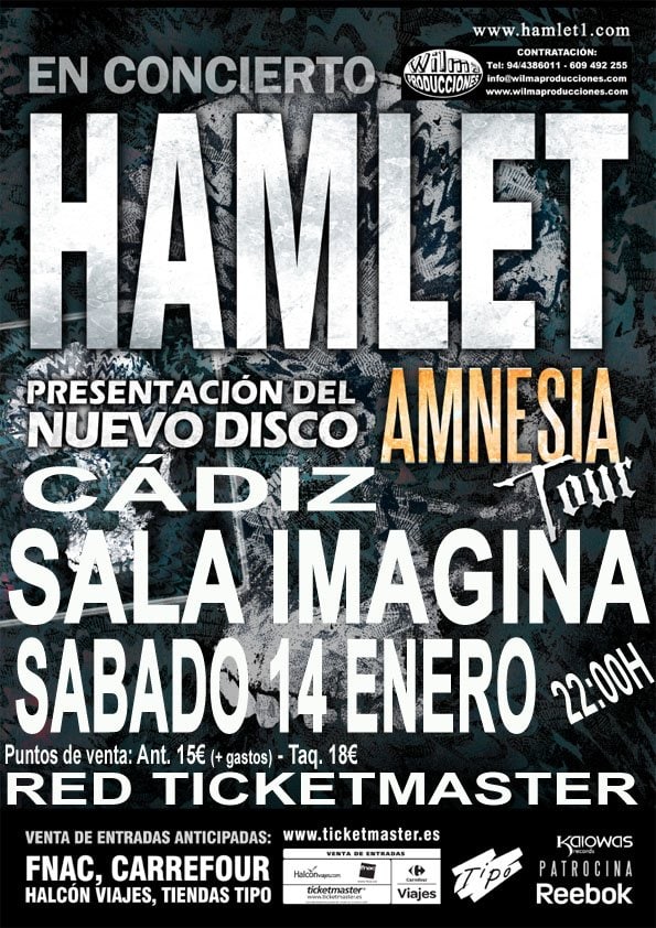 HAMLET PRESENTAN “AMNESIA” ESTE SÁBADO EN CÁDIZ