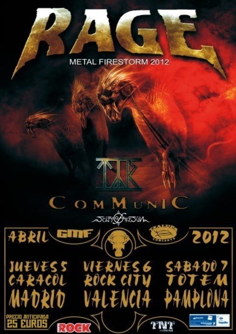 RAGE: CONFIRMADA LA CUARTA BANDA DEL CARTEL DE SU “METAL FIRESTORM 2012”