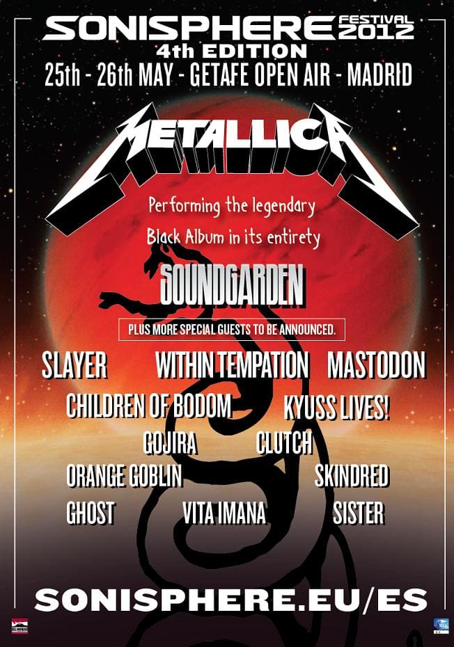 SONISPHERE MADRID 2012: METALLICA; PRIMEROS CABEZAS DE CARTEL - MÁS DATOS Y MÁS BANDAS - INFORMACIÓN SOBRE LAS ENTRADAS Y RECINTO