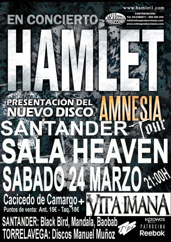 ESTE SÁBADO, HAMLET Y VITA IMANA EN SANTANDER