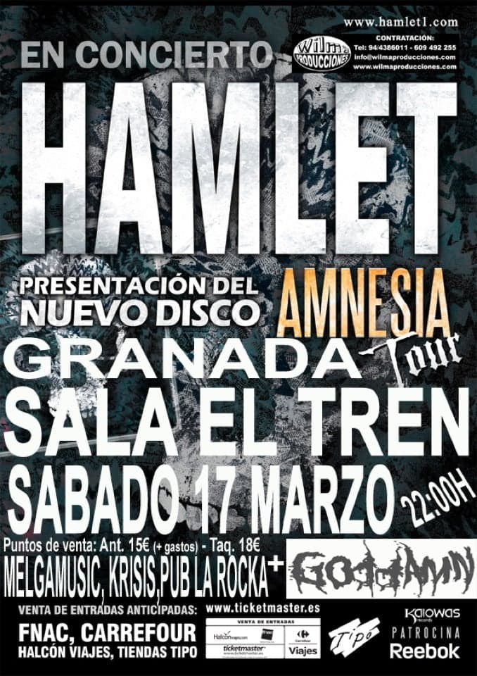 HAMLET PRESENTAN “AMNESIA” ESTE SÁBADO EN GRANADA