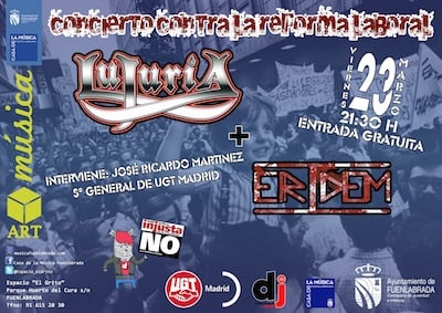 LUJURIA: CONCIERTO GRATUITO EN CONTRA DE LA REFORMA LABORAL