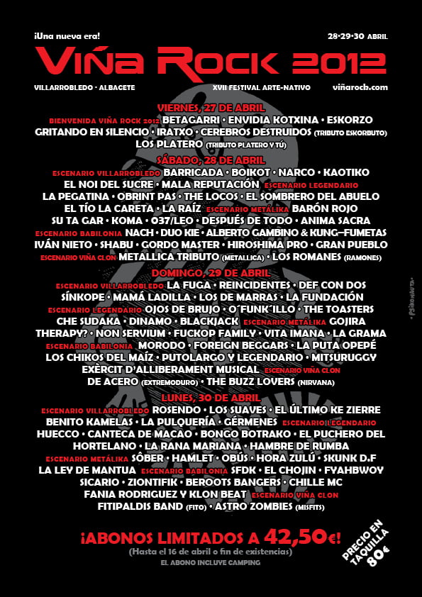 VIÑA ROCK 2012 AÑADEN MÁS BANDAS Y CIERRAN CARTEL