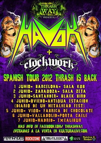 THE METAL CIRCUS SORTEA DOS ENTRADAS PARA EL CONCIERTO DE HAVOK + CLOCKWORK + VIVID REMORSE EN BARCELONA