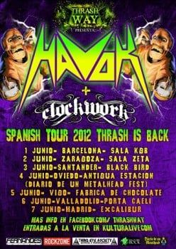 MAÑANA COMIENZA LA GIRA DE HAVOK CON CLOCKWORK POR ESPAÑA