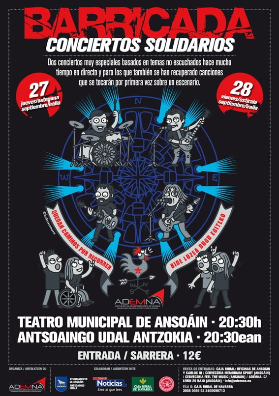 BARRICADA PRESENTA DOS CONCIERTOS SOLIDARIOS EN EL TEATRO MUNICIPAL DE ANSOÁIN 