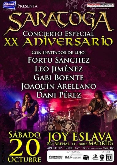 SARATOGA: CONCIERTO XX ANIVERSARIO EN MADRID 