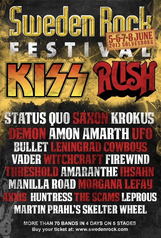 NUEVAS CONFIRMACIONES PARA EL SWEDEN ROCK FESTIVAL 2013