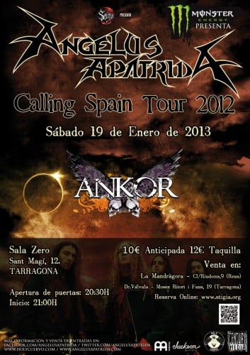 ANGELUS APATRIDA + ANKOR EN TARRAGONA, NUEVA FECHA