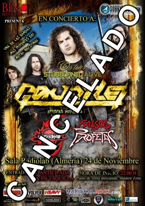 GAUNTLET CANCELAN SU CONCIERTO DE ESTE SÁBADO EN ALMERIA. COMUNICADO OFICIAL