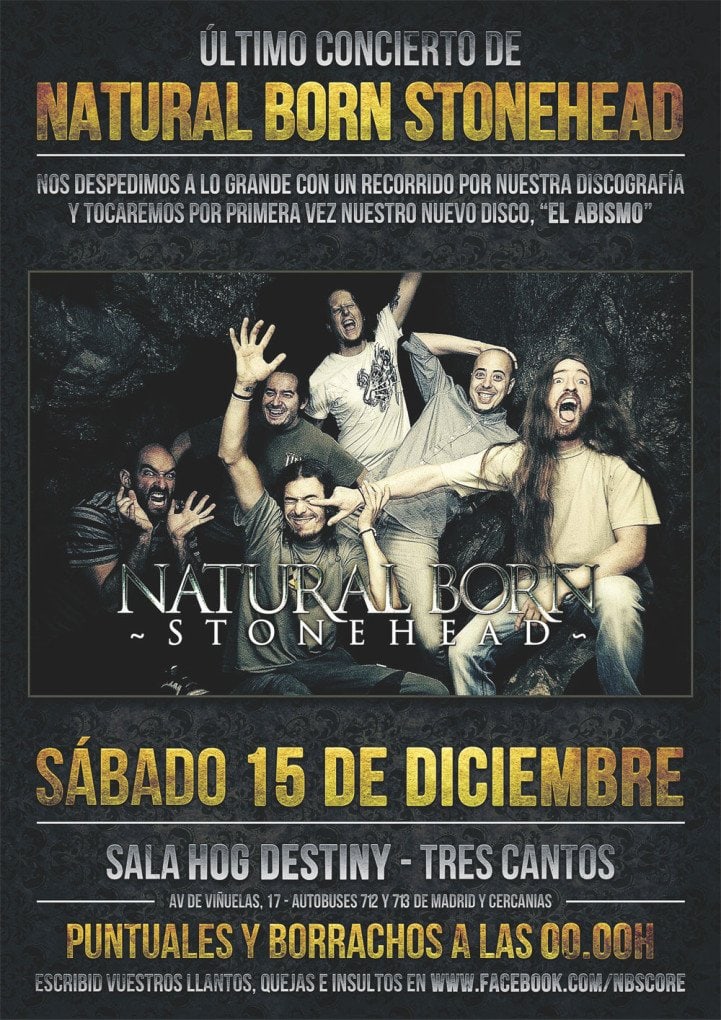 CARTEL Y FECHA DEL ÚLTIMO CONCIERTO DE NATURAL BORN STONEHEAD