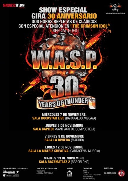 MAÑANA ARRANCA LA GIRA DE WASP - SORTEAMOS ENTRADAS PARA CADA CIUDAD - ANUNCIAMOS TODOS LOS GANADORES