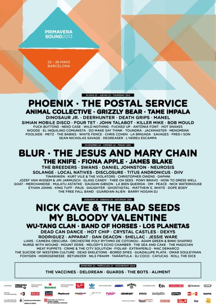 NICK CAVE & THE BAD SEEDS, PHOENIX, MY BLOODY VALENTINE, THE POSTAL SERVICE Y BLUR FORMARÁN PARTE DEL CARTEL DE PRIMAVERA SOUND 2013