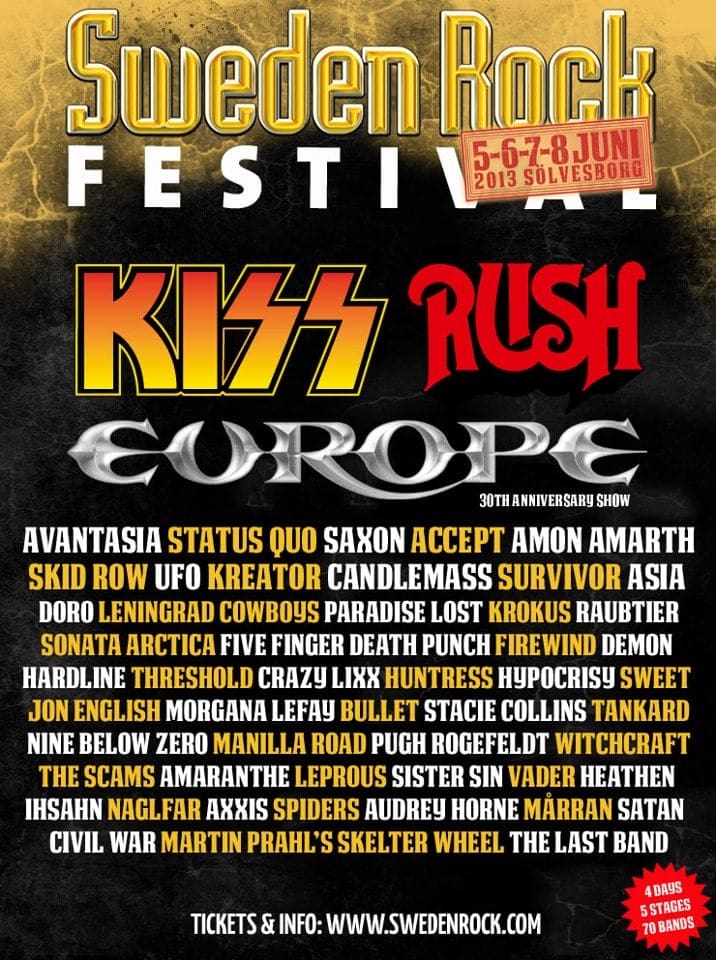 MÁS CONFIRMACIONES PARA LA PRÓXIMA EDICIÓN DEL SWEDEN ROCK FESTIVAL