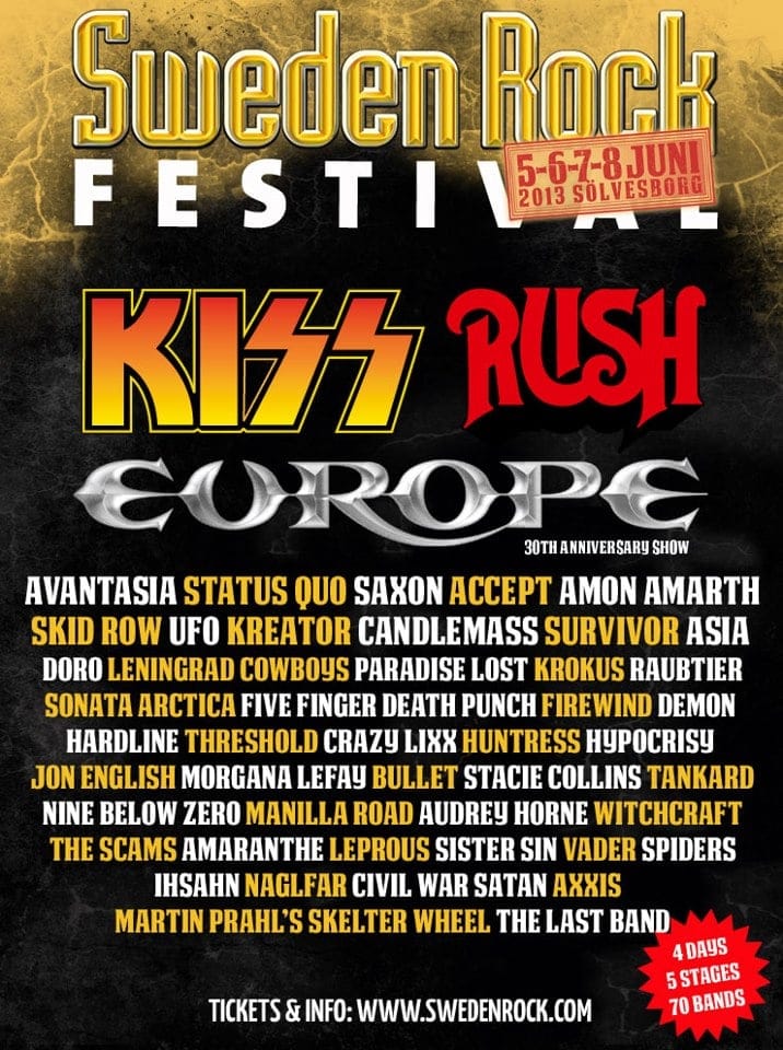 NUEVAS INCORPORACIONES PARA EL PRÓXIMO SWEDEN ROCK FESTIVAL