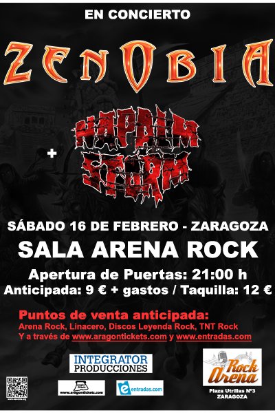 ZENOBIA + NAPALM STORM ESTE SÁBADO EN ZARAGOZA