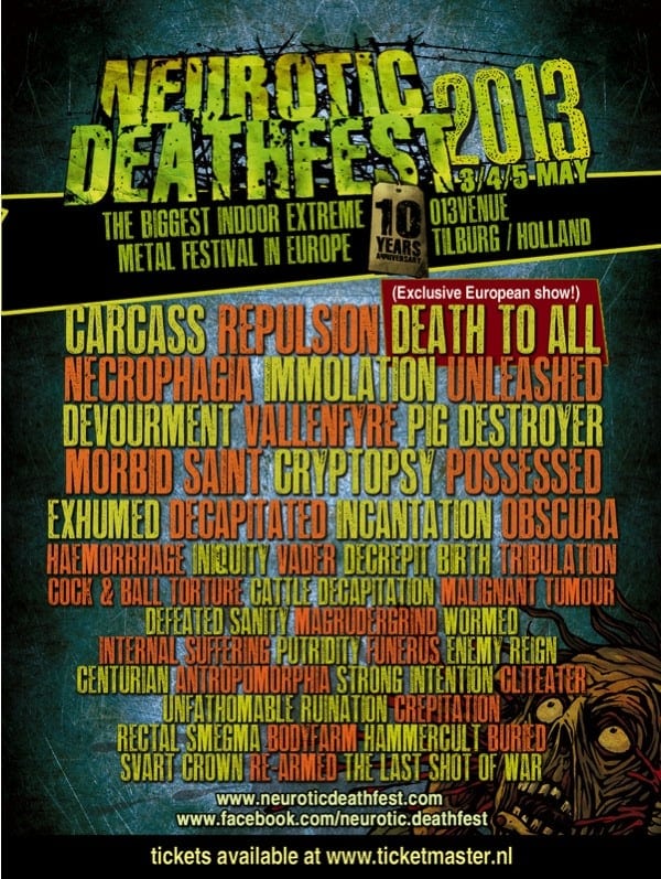 MÁS CONFIRMACIONES PARA EL NEUROTIC DEATHFEST 2013